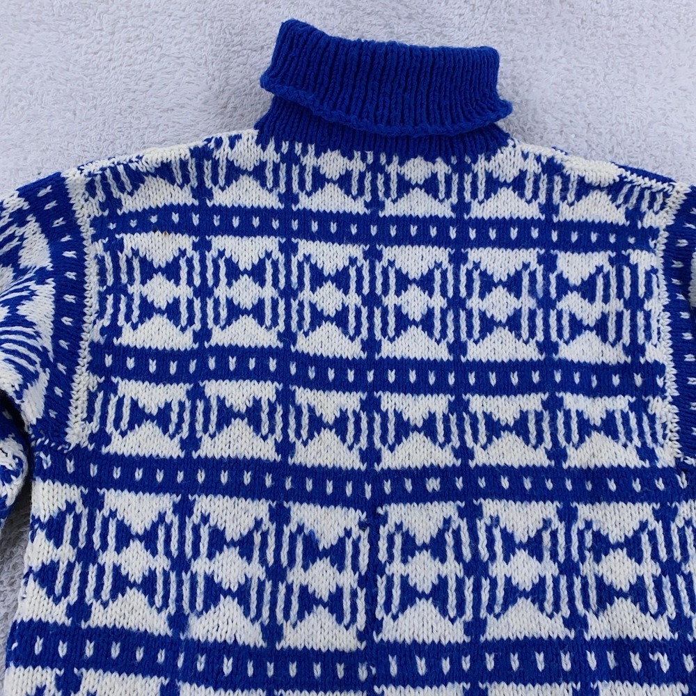 Vintage Hand Knit Sweater Mens Small‎ Patterned Turtleneck Pullover 80s